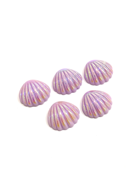 Aplique concha irisada acrílico 18x17mm lilás - 2 unidades
