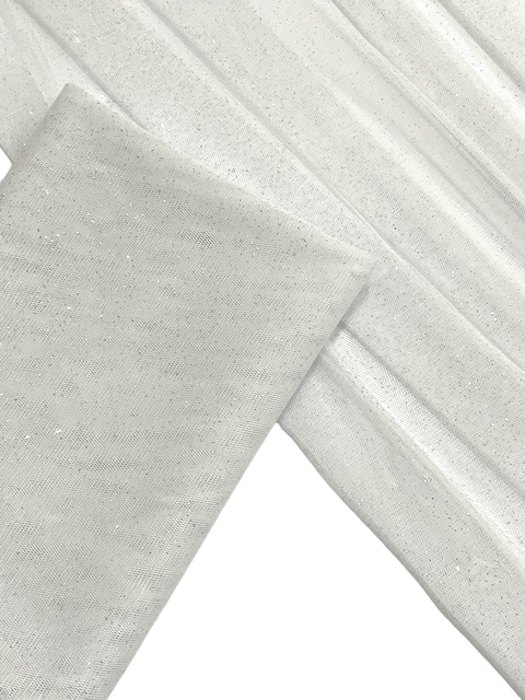 Tule branco com gliter 50cmx1,65cm - 1 unidade