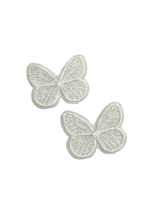 Aplique borboleta organza gripir branca - 2 unidades
