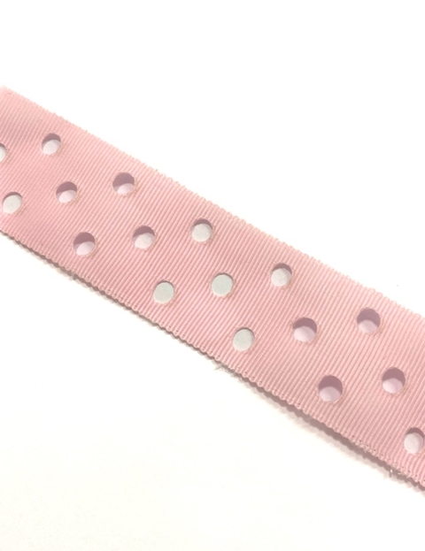 Fita vazada poá 38mm rosa bebê - 1 metro