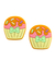 Aplique cupcake forma amarela/laço emborrachado - 2 unidades