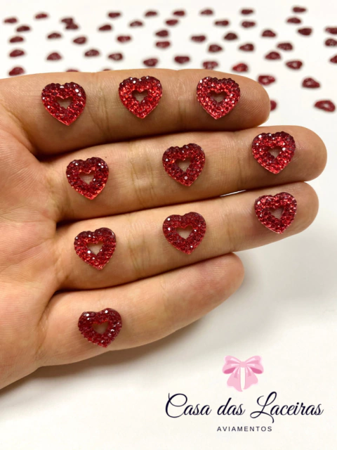 Aplique coração vazado 12mm borda glitter 10 unidades - comprar online
