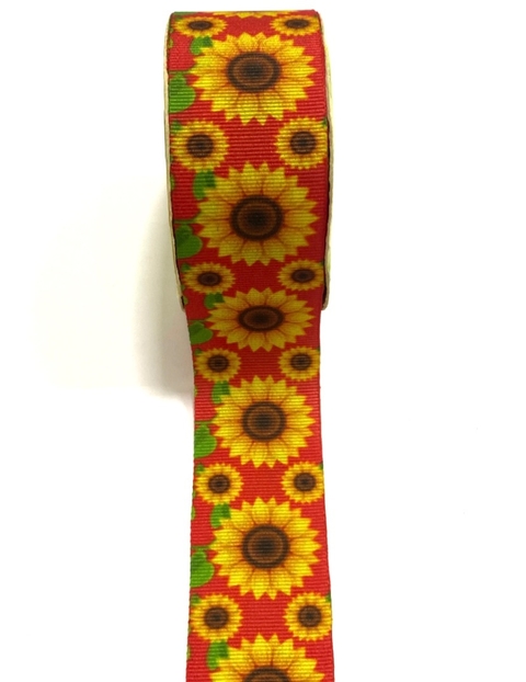 FIta estampada Artfitas vermelha/girassol 38mm - 2 metros