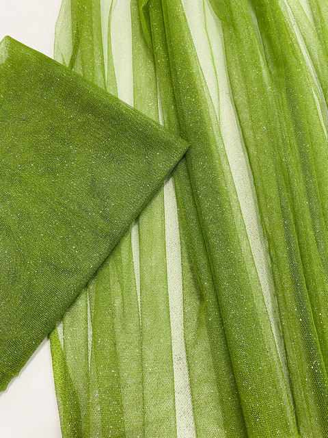 Tule Verde Musgo Com Gliter 50cmx1,65cm - 1 Unidade