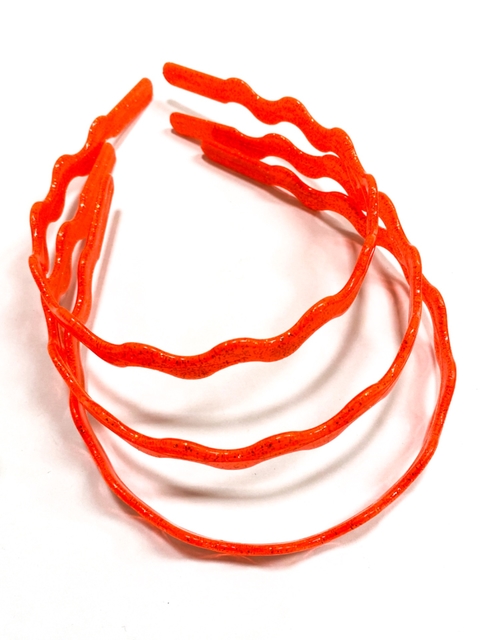 Tiara ondulada glitter laranja - 4 unidades