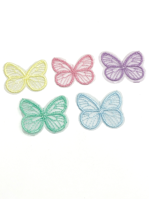 Aplique borboleta organza gripir cores candy - 5 unidades