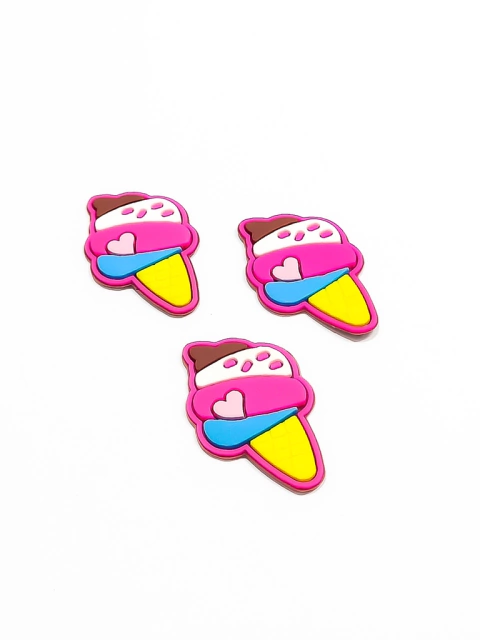 Aplique sorvete pink/coração emborrachado - 2 unidades