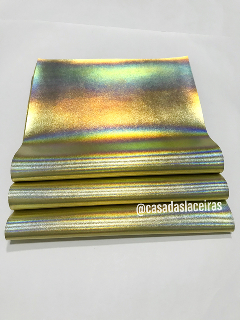 Lonita metalizada dourado holográfica - 25x46cm