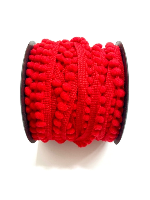 Pompom em metro vermelho 5mm - 2 metros