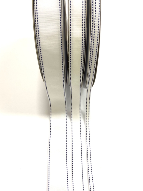 Fita Yama branca pesponto marinho 029 I- 2 metros