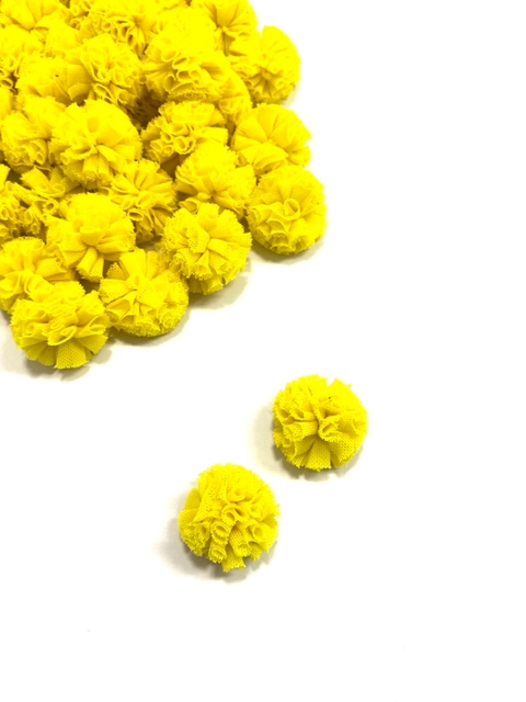 Pompom Tule 2,5cm Amarelo - 10 unidades