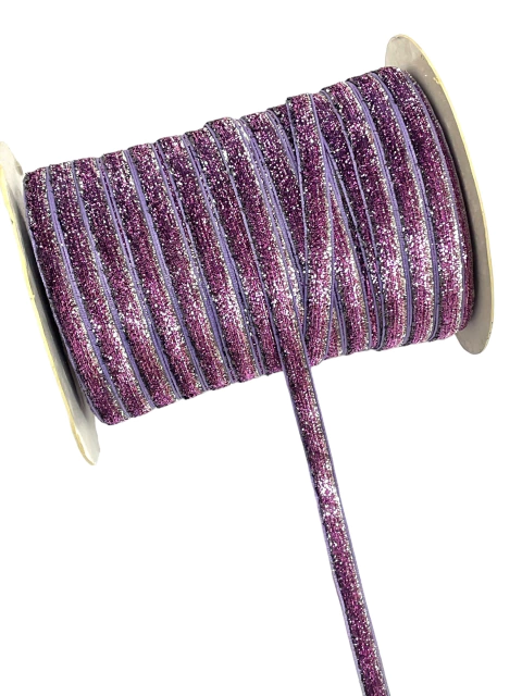 Fita lurex esponjada roxo/prata 10mm - 3 metros