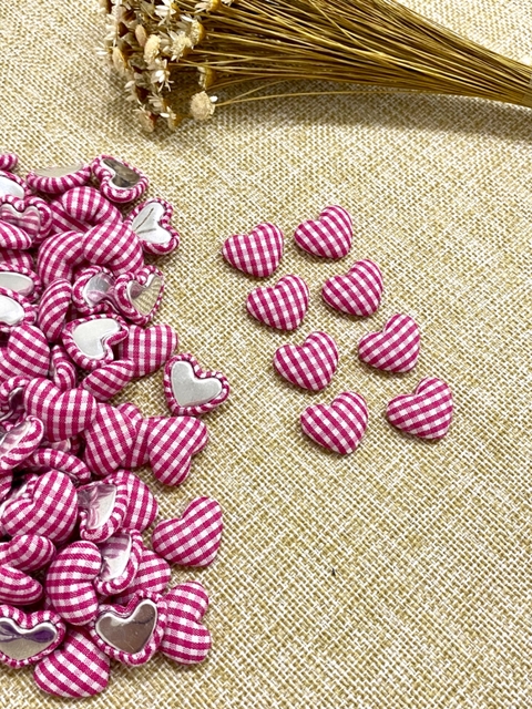 Aplique coração p xadrez metal - 4 unidades