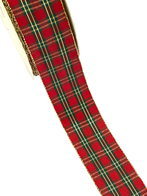 Fita estampa natalina xadrez 04 38mm - 2 metros