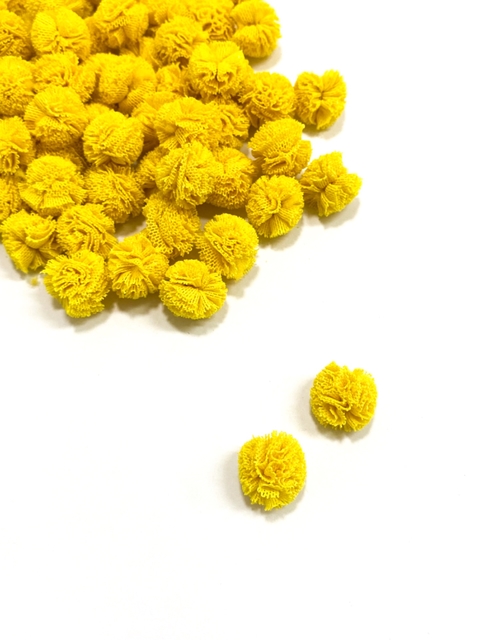 Pompom tule 15mm Amarelo canário - 10 unidades