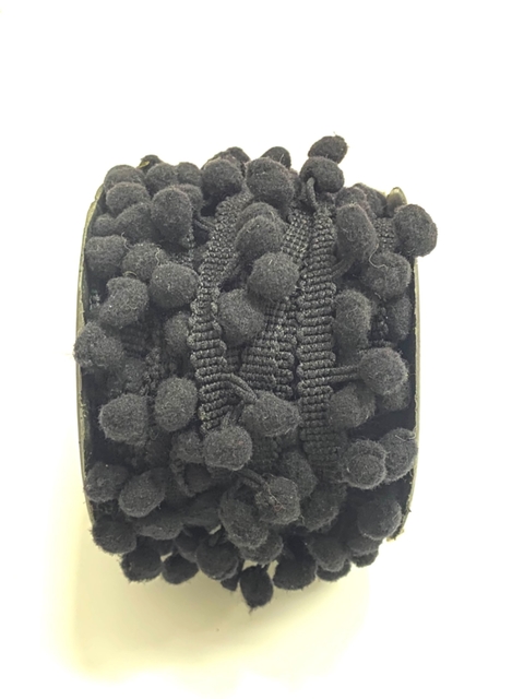 Pompom em metro 10mm ( Preto ) - 2 metros
