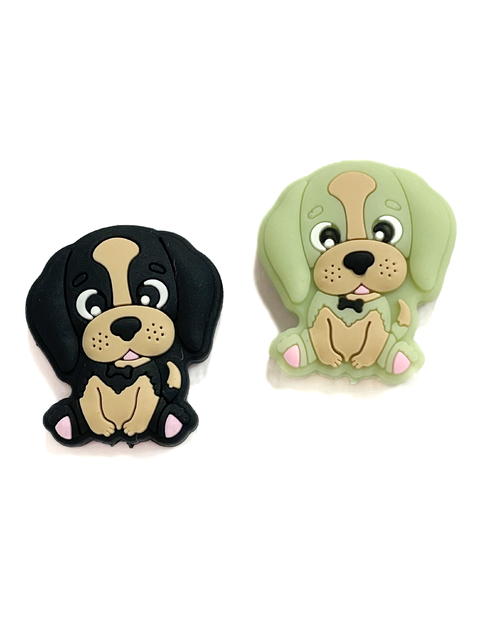 Entremeio cachorrinho preto/verde emborrachado - 2 unidades