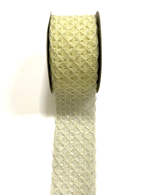 Fita telada brilhosa princess creme 38mm - 1 metro