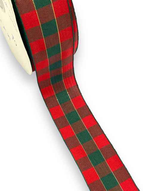 Fita estampa natalina xadrez 03 38mm - 2 metros