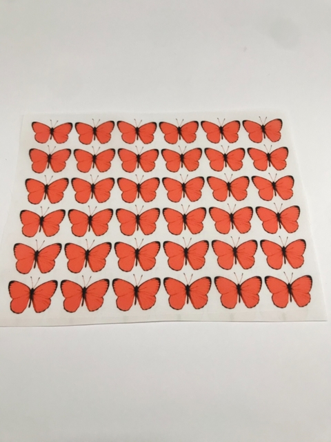 aplique borboleta tecido folha vermelha 36 unidade