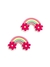 Aplique arco-íris com flores pink emborrachado - 2 unidades
