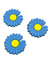 Aplique flor girassol azul/amarelo 3,3cm emborrachado - 2 unidades
