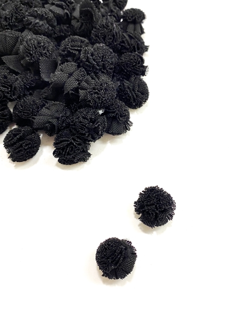 Pompom tule 15mm Preto 10 - unidades