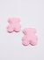 Aplique ursinho almofadado rosa bebê poá 4x4,5cm - 2 unidades