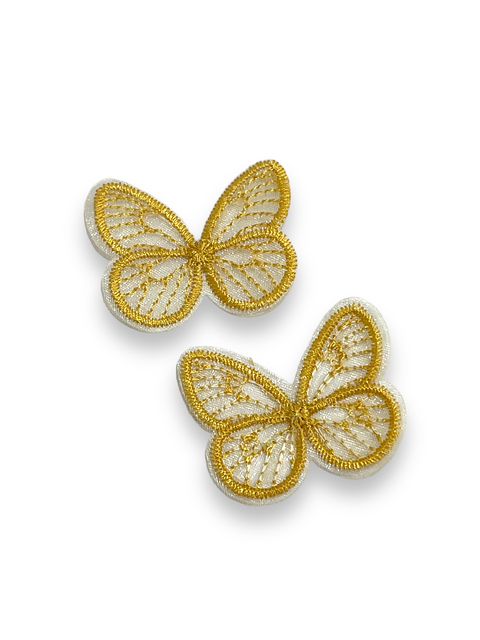 Aplique borboleta organza gripir dourada - 1 unidade
