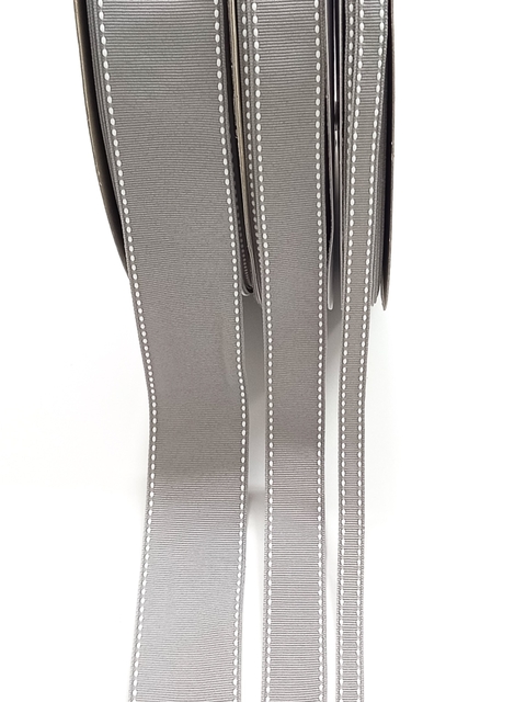 Fita Yama cinza pesponto branco 012 - 2 metros