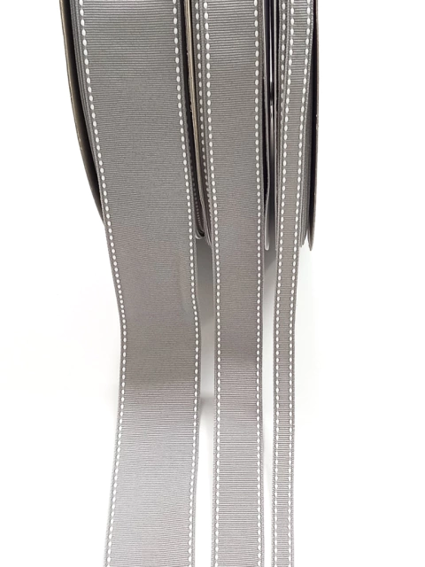 Fita Yama cinza pesponto branco 012 - 2 metros