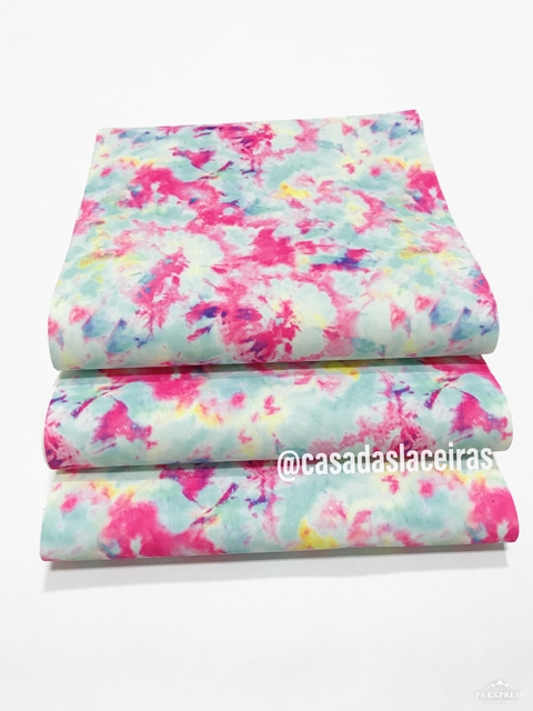 Lonita tie dye estampada azul e rosa