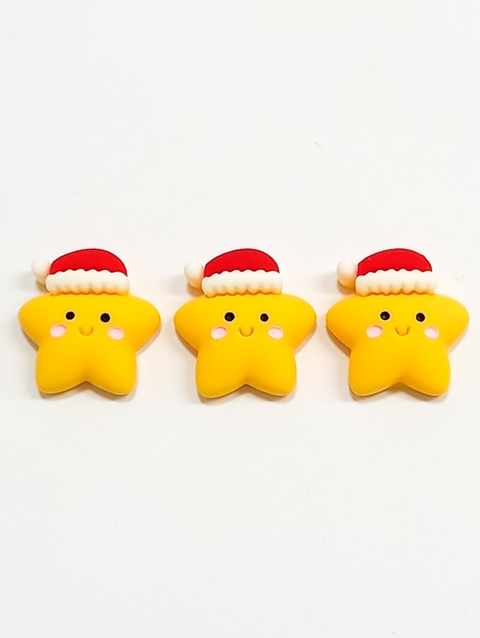 Aplique natalino estrelinha amarela resina - 2 unidades