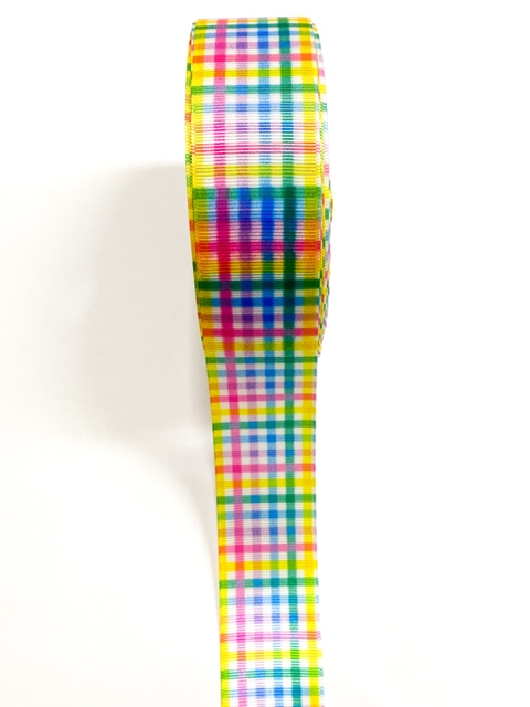 FIta xadrez gorgurão candy color 38mm - 2 metros