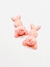Aplique coelho almofadado com pompom rosa bebê 50x17mm - 2 unidades