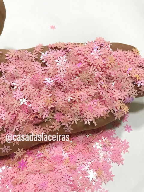 Lantejoulas flocos de neve rosa 10g