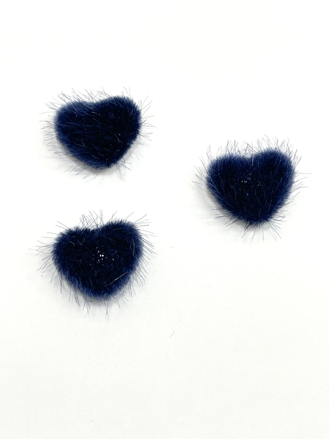 Aplique coração veludo pelinhos 16mm - 4 unidades