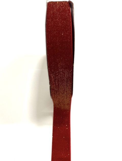 Fita veludo com lurex vermelha 38mm - 1 metro