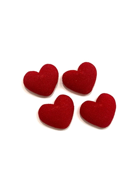 Aplique coração P metal 16mm Vermelho - 4 unidades
