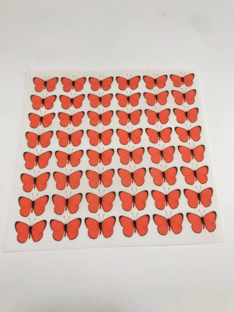 aplique borboleta tecido folha vermelha 48 unidade