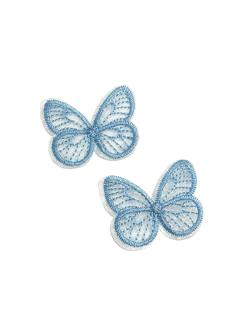 Aplique borboleta organza gripir azul - 2 unidades
