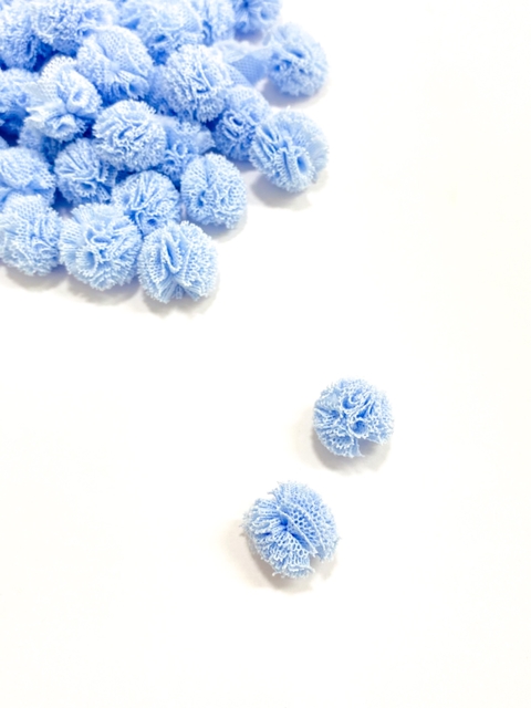 Pompom tule 15mm Azul claro - 10 unidades