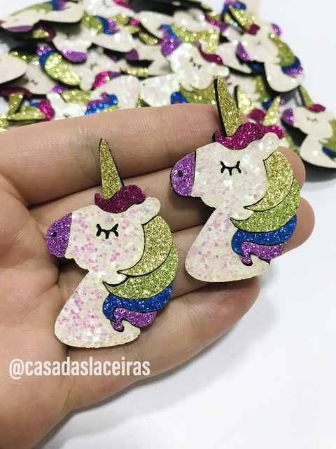 Aplique unicórnio feltro 2 unidades