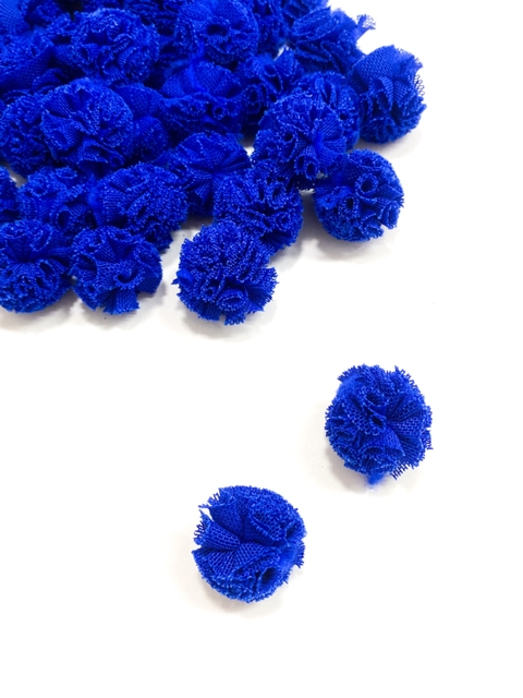 Pompom Tule 2,5cm (Azul royal) - 10 unidades