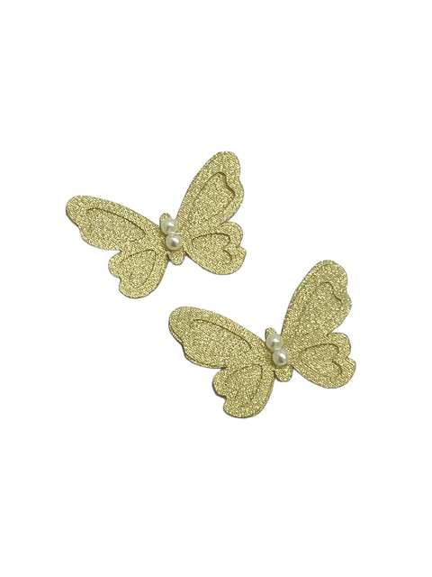 Aplique borboleta organza vazada dourada - 2 unidades