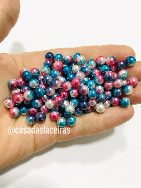 Pérolas degradê azul-pink-branco 20g