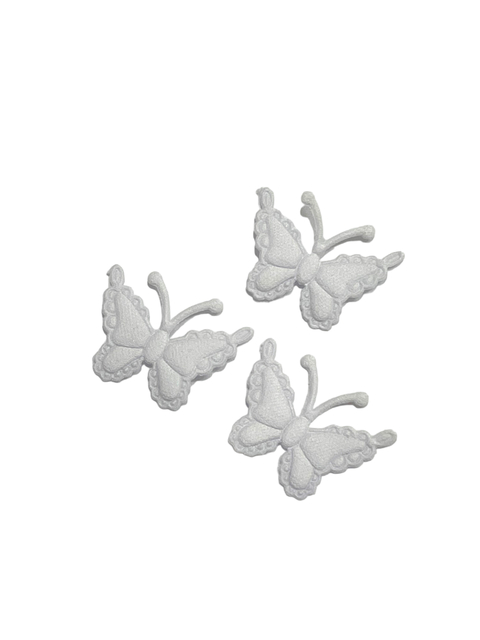 Aplique borboleta tecido branco - 25 unidades