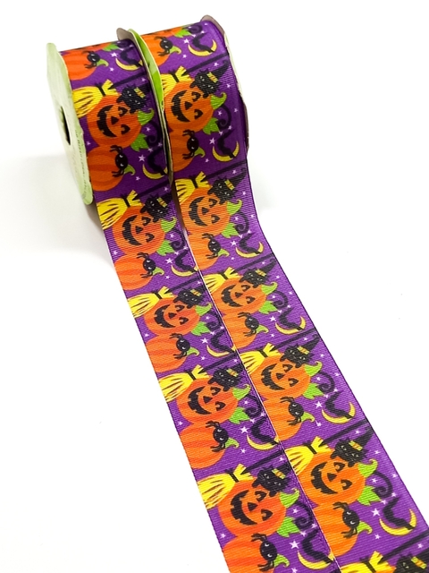 Fita Halloween roxa c/ estampas Artfitas - 2 metros
