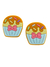 Aplique cupcake forma azul/laço emborrachado - 2 unidades