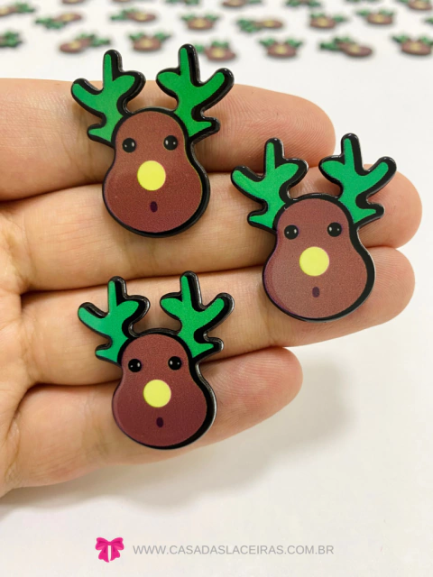 Aplique rena natal marrom acrílico 2 unidades